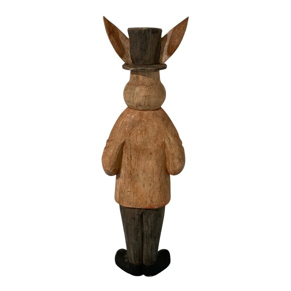 Vintage Hand Carved Wood Folk Art Easter Bunny Rabbit Large 17" - Picture 2 of 6